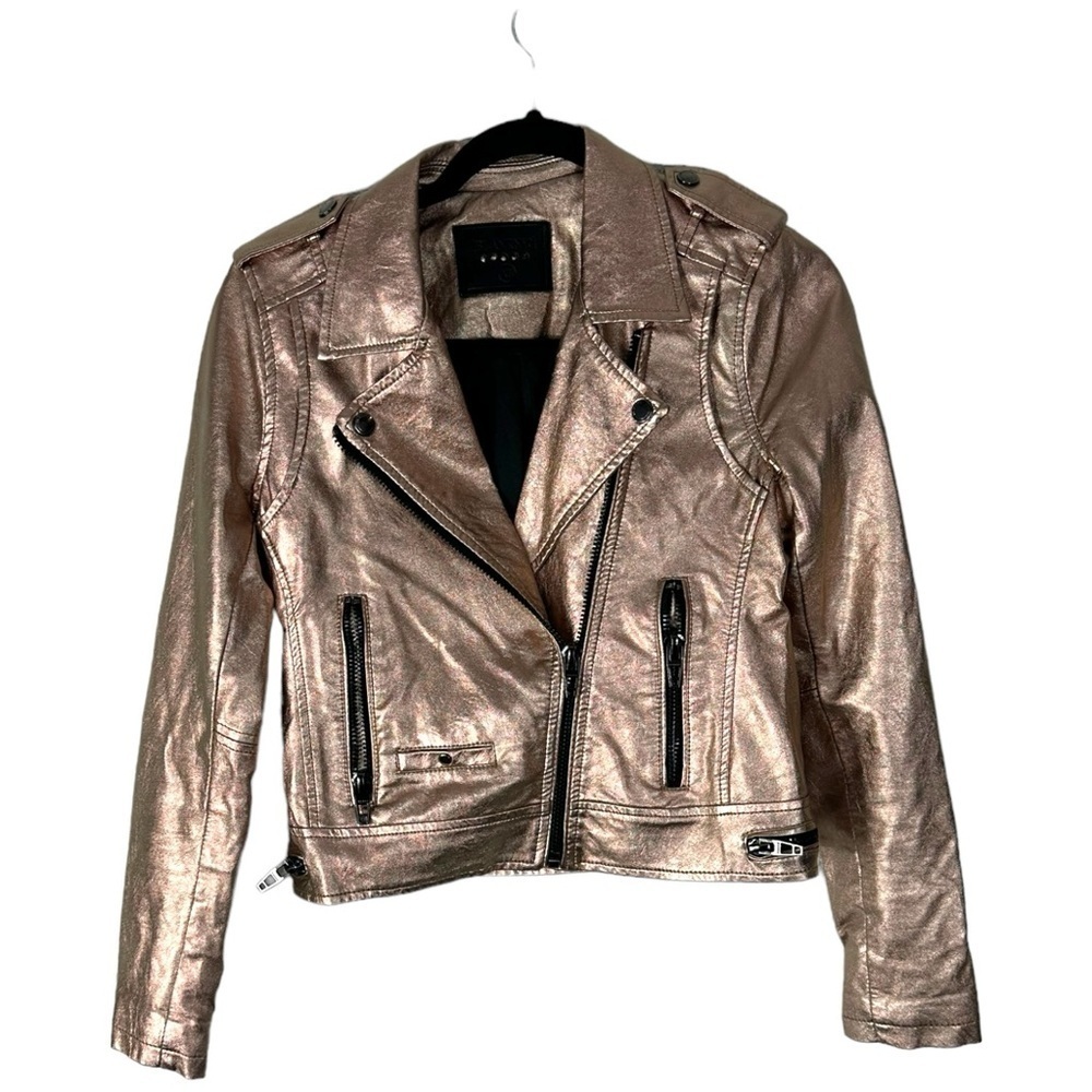 Blank NYC Faux Leather Moto Jacket Rose Gold Small Size XS